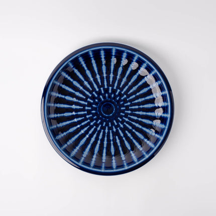 Plate Thick Edge 26cm Cobalt Rays Glaze.