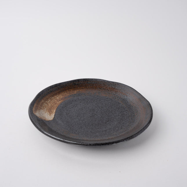 Plate Flat 18cm Brushstroke Black Glaze.