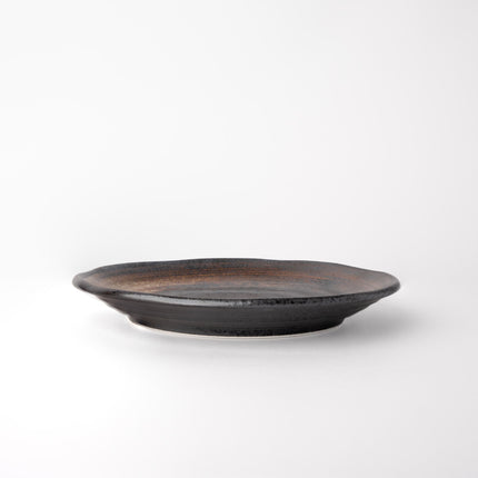Plate Flat 18cm Brushstroke Black Glaze.