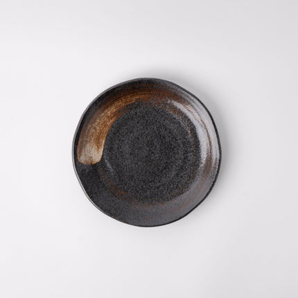 Plate Flat 18cm Brushstroke Black Glaze.