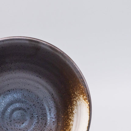 Bowl Deep 18cm Black Ridged Glaze.