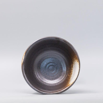Bowl Deep 18cm Black Ridged Glaze.