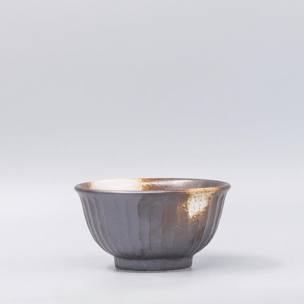 Bowl Deep 18cm Black Ridged Glaze.