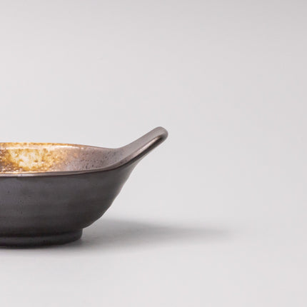 Bowl with Handle 12cm Bronze Glaze.