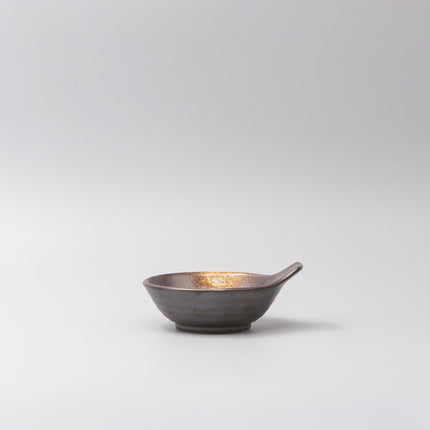 Bowl with Handle 12cm Bronze Glaze.