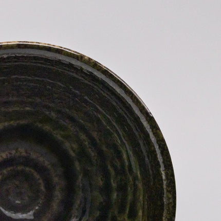 Bowl 15.5cm Shinogi Moss Black Glaze.