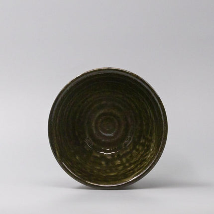 Bowl 15.5cm Shinogi Moss Black Glaze.