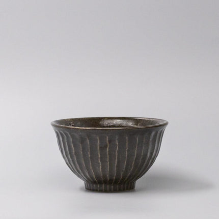 Bowl 15.5cm Shinogi Moss Black Glaze.