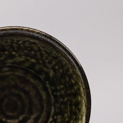 Bowl 18cm Shinogi Moss Black Glaze.