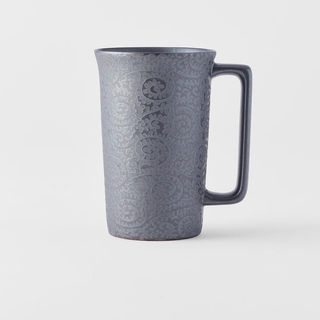 Mug with Handle 350ml Black Scroll Design.