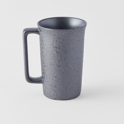 Mug with Handle 350ml Black Scroll Design.