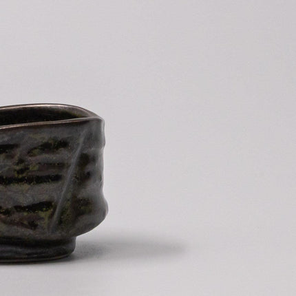 Sake Cup Moss Black Glaze.