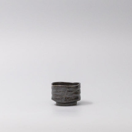 Sake Cup Jet Black Glaze.