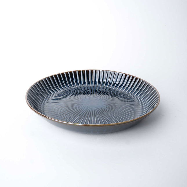 Plate High Rim 22.5cm Navy Sendan Glaze.