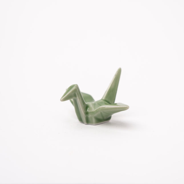 Chopstick Rest Origami Crane Green.