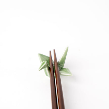 Chopstick Rest Origami Crane Green.