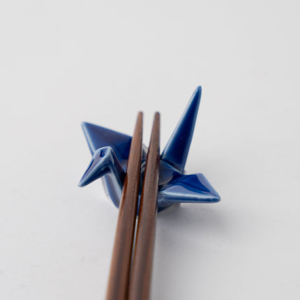 Chopstick Rest Origami Crane Indigo Blue.
