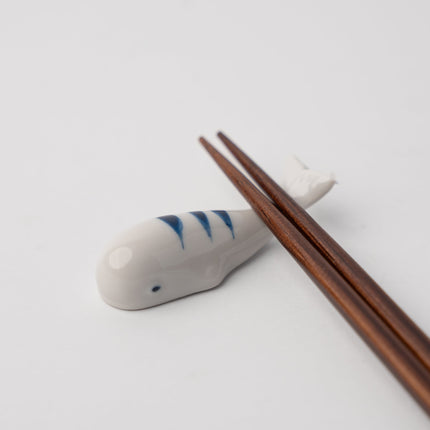 Chopstick Rest Blue Stripe Whale.