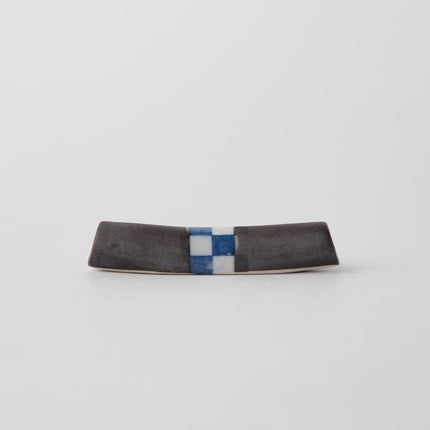 Chopstick Rest Cylinder Checker Black.