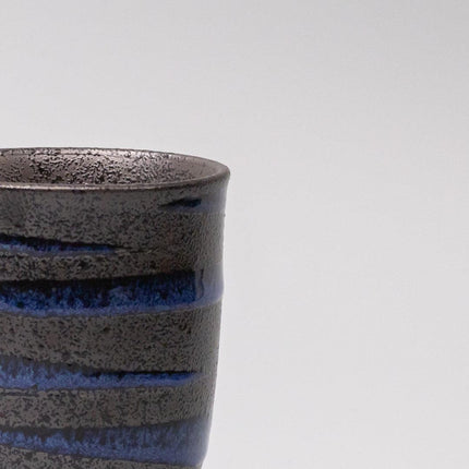 Sushi Mug 300ml Bright Blue Spiral On Black Design.