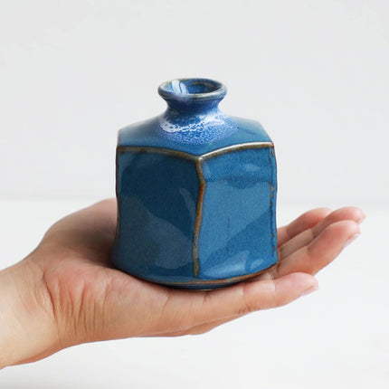 Vase Small Blue Hexagon.