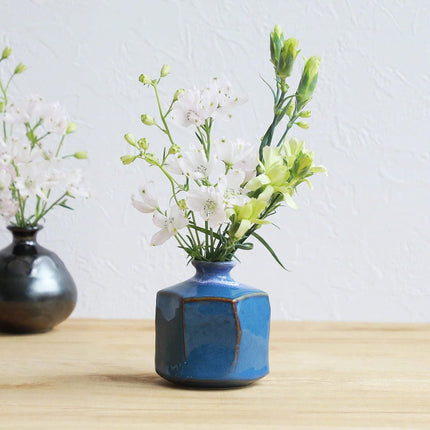 Vase Small Blue Hexagon.