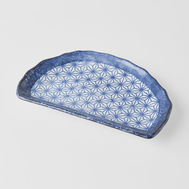 Plate Tempura 21cm Indigo Blue Starburst Design.