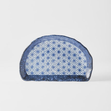 Plate Tempura 21cm Indigo Blue Starburst Design.