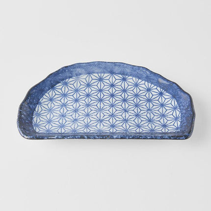 Plate Tempura 21cm Indigo Blue Starburst Design.