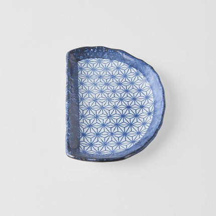 Plate Tempura 21cm Indigo Blue Starburst Design.