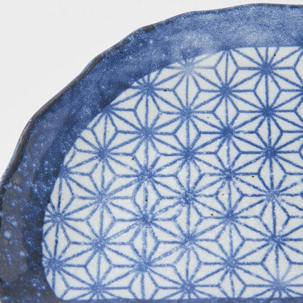 Plate Tempura 21cm Indigo Blue Starburst Design.