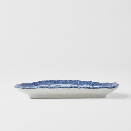 Plate Tempura 21cm Indigo Blue Wave Design.