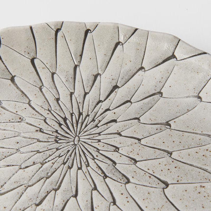 Plate D Shaped 21cm Grey Net Design.