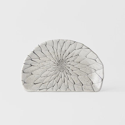 Plate D Shaped 21cm Grey Net Design.