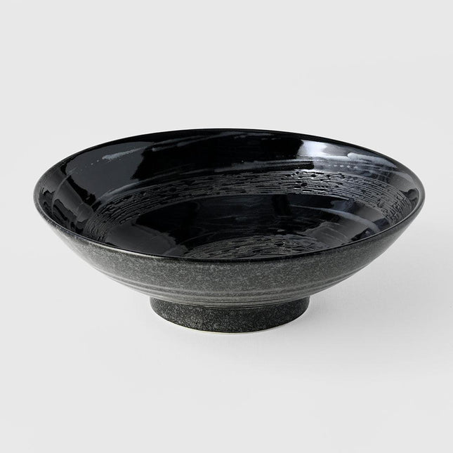 Ramen Bowl 24.5cm Gunmetal Swirl Glaze.