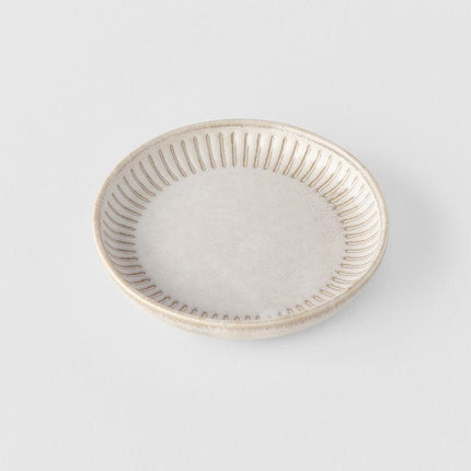 Sauce Dish 9cm Ridged Alabaster Glaze.