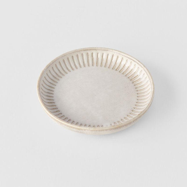 Sauce Dish 9cm Ridged Alabaster Glaze.