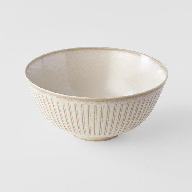 Bowl 16cm Ridged Alabaster Glaze.