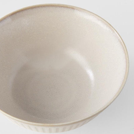 Bowl 16cm Ridged Alabaster Glaze.