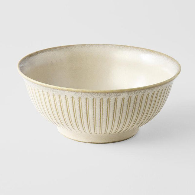 Udon Bowl 18cm Ridged Alabaster Glaze.