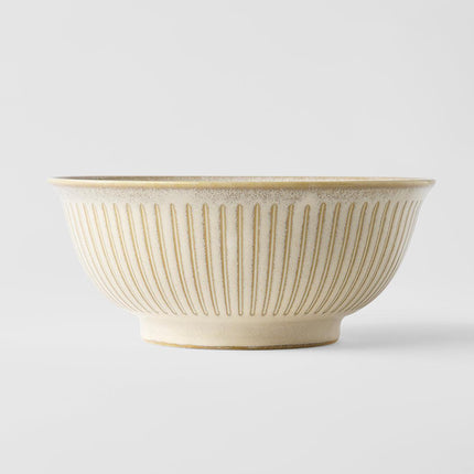 Udon Bowl 18cm Ridged Alabaster Glaze.