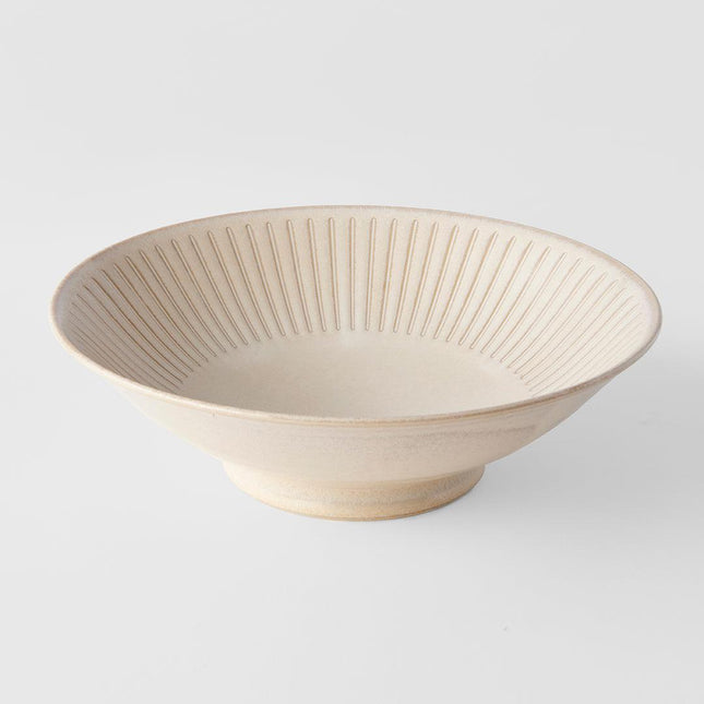Ramen Bowl 25cm Ridged Alabaster Glaze.