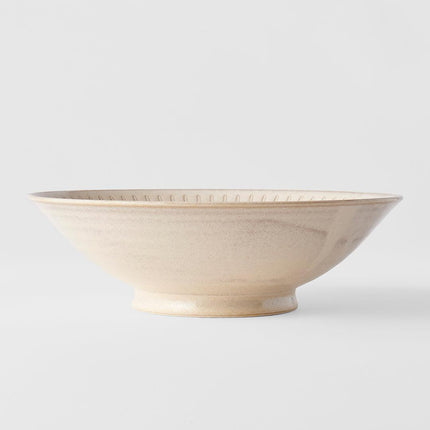 Ramen Bowl 25cm Ridged Alabaster Glaze.
