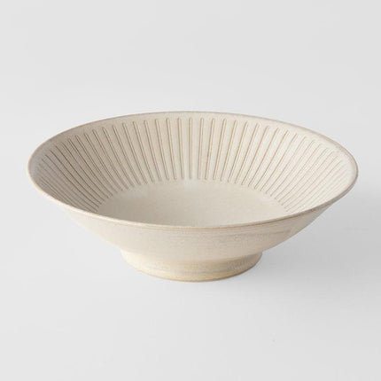 Ramen Bowl 25cm Ridged Alabaster Glaze.