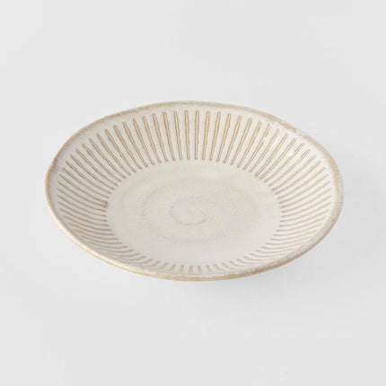 Tapas Plate 16cm Ridged Alabaster Glaze.