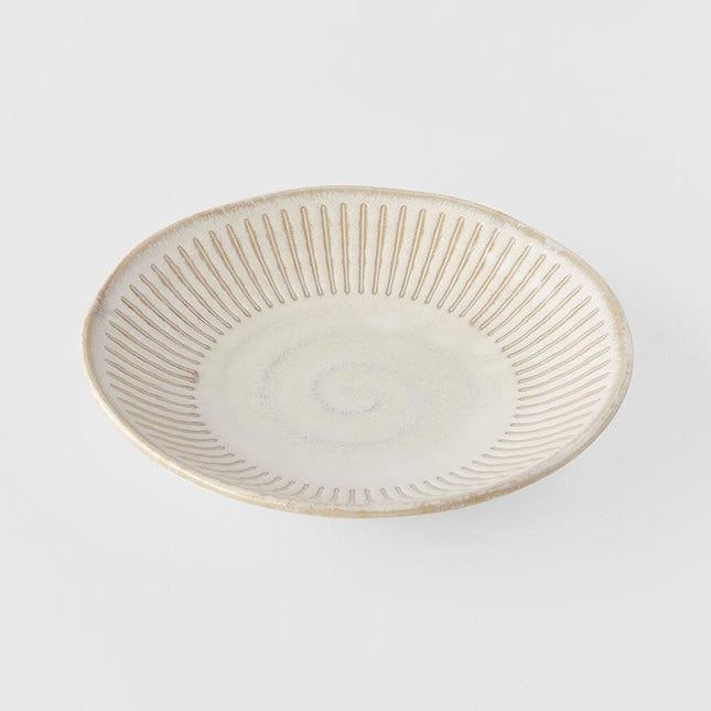 Tapas Plate 16cm Ridged Alabaster Glaze.