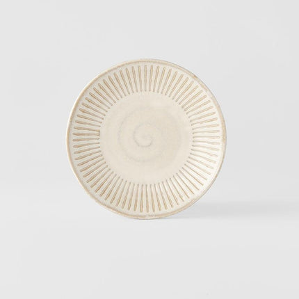 Tapas Plate 16cm Ridged Alabaster Glaze.