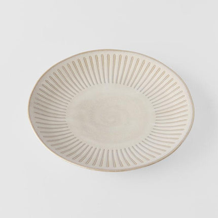 Dinner Plate 23cm Ridged Alabaster Glaze.