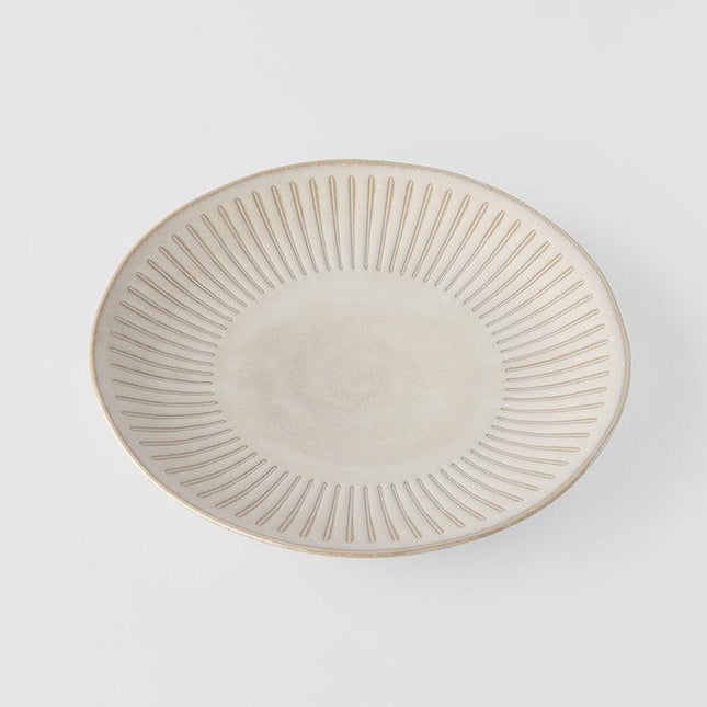 Dinner Plate 23cm Ridged Alabaster Glaze.