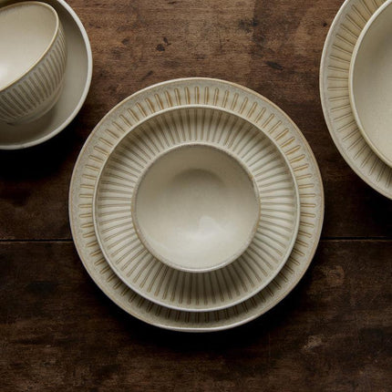 Dinner Plate 23cm Ridged Alabaster Glaze.
